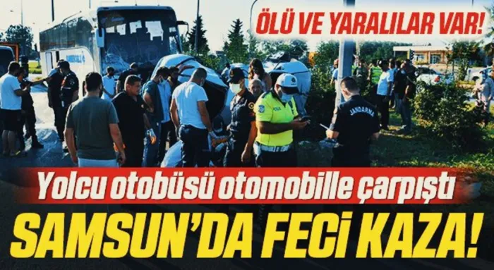Yolcu otobüsü ile otomobil çarpıştı: 1 ölü, 2 yaralı