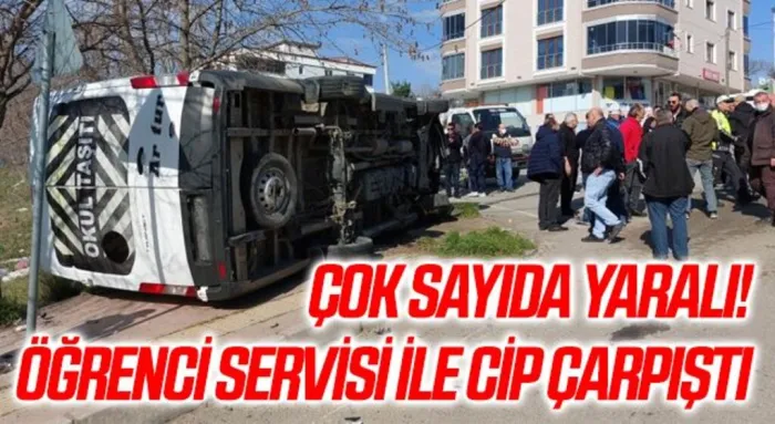 Öğrenci servisi ile cip çarpıştı: 9'u öğrenci 15 yaralı