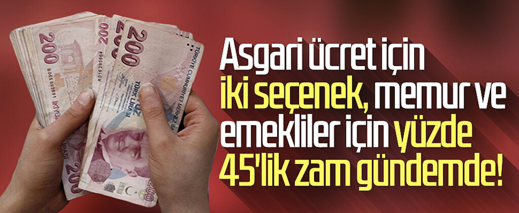 Asgari ücret için iki seçenek, memur ve emekliler için yüzde 45'lik zam gündemde!