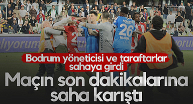 Bodrum FK-Samsunspor Maçının Son Dakikalarında Saha Karıştı! Yönetici ve Taraftarlar Sahaya Girdi...