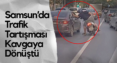 İlkadım'da Trafikte Tartışma: Motosikletli Araca Vurdu