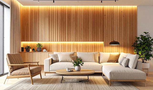 Minimalist Yaşam Alanlarında Ahşap Duvar Profili Uygulamaları
