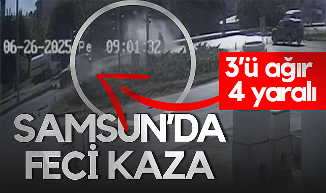 Samsun'da Zincirleme Kaza: 3'ü Ağır 4 Yaralı! Kameraya Yansıdı