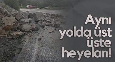 Samsun Vezirköprü'de Aynı Yolda Üst Üste Heyelan!