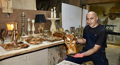 Samsun'da Bir Polisin Sıra Dışı Hobisi: Ahşaptan Dekoratif Eserler