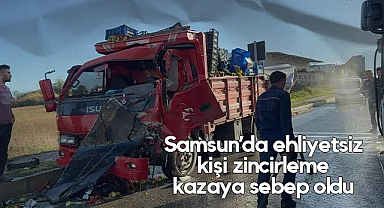 Samsun’da Zincirleme Kaza: Meyve Yüklü Kamyonet 3 Araca Çarptı