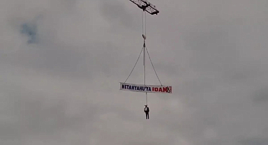 Trabzon’da İsrail Protestosu: Netanyahu’nun Maketi Asıldı