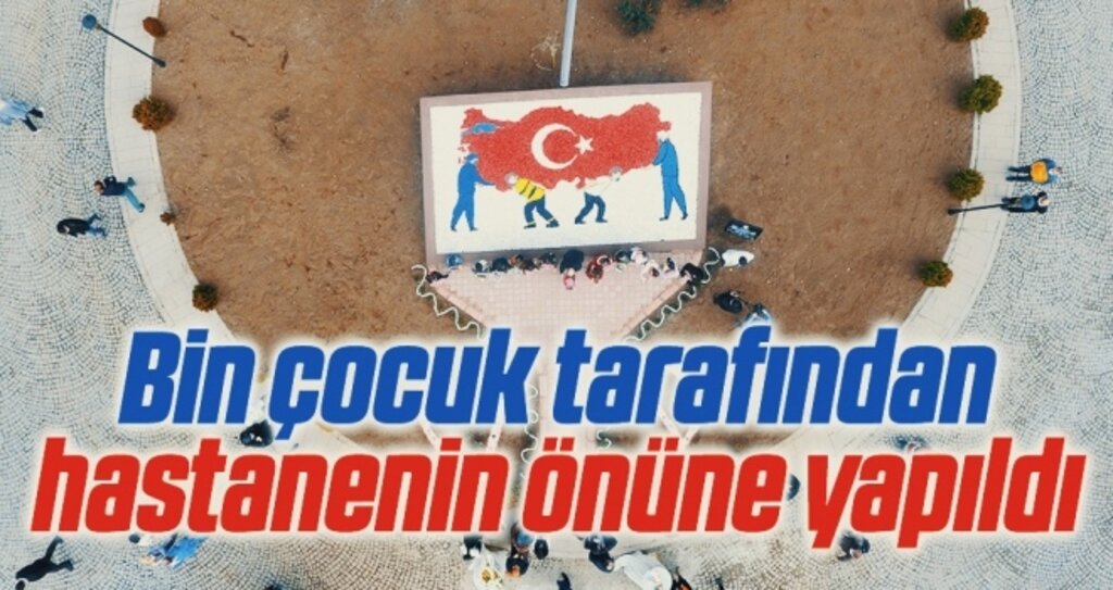 Bin çocuktan sağlıkçılara 10 bin taşlı mozaik