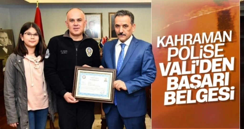 Kahraman polise Vali'den başarı belgesi 