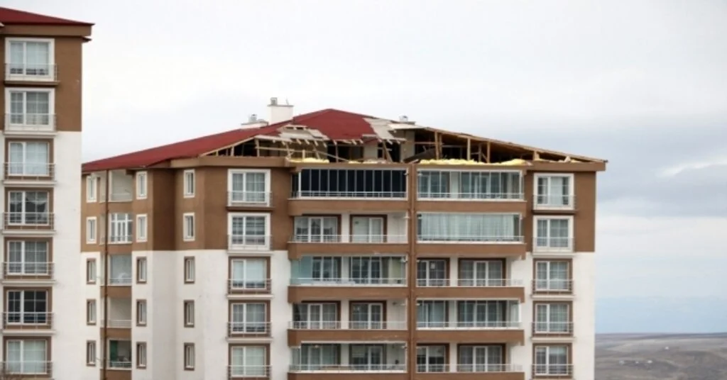 Yozgatta Şiddetli Rüzgar Bir Apartmanın Çatısını Uçurdu