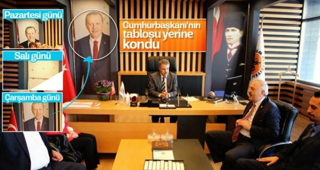 Cumhurbaşkanı'nın tablosu yerine kondu