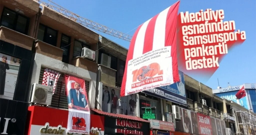 Mecidiye esnafından Samsunspor'a pankartlı destek