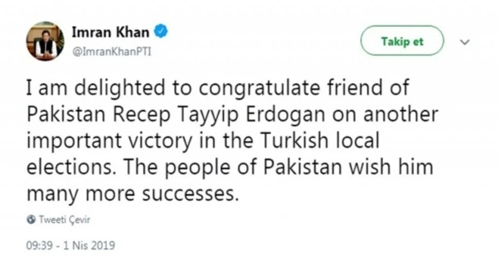 Pakistan Başbakanı, Cumhurbaşkanı Erdoğanı Tebrik Etti