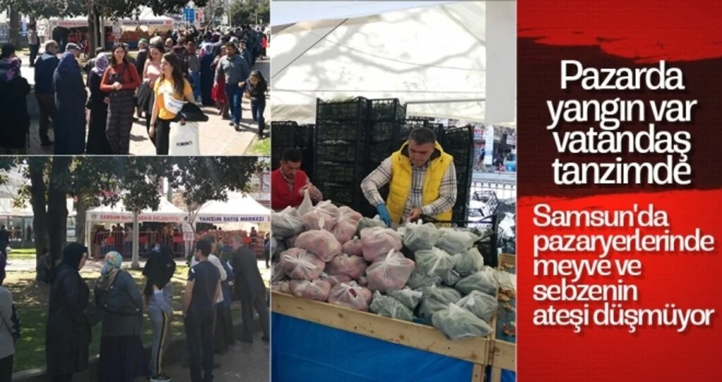 Pazarda yangın var vatandaş tanzimde 