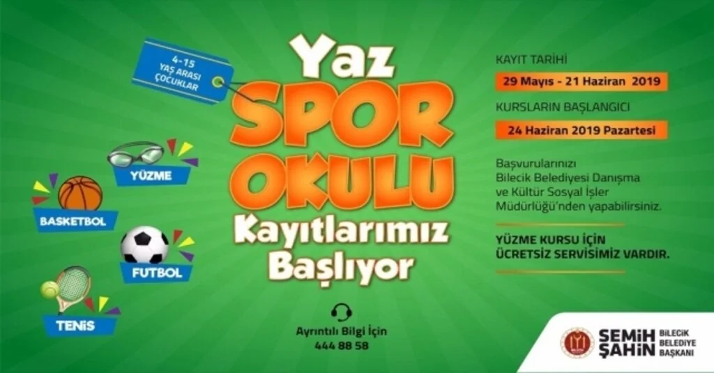 Bilecik Belediyesi Yaz Spor Okulları Kayıtları Başladı