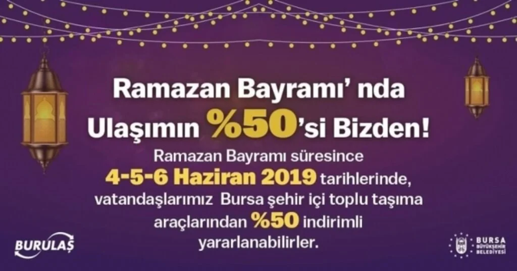Bursada Bayramda Ulaşıma Yüzde 50 İndirim