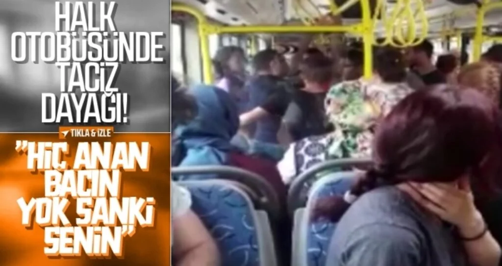 Halk otobüsünde taciz dayağı kamerada