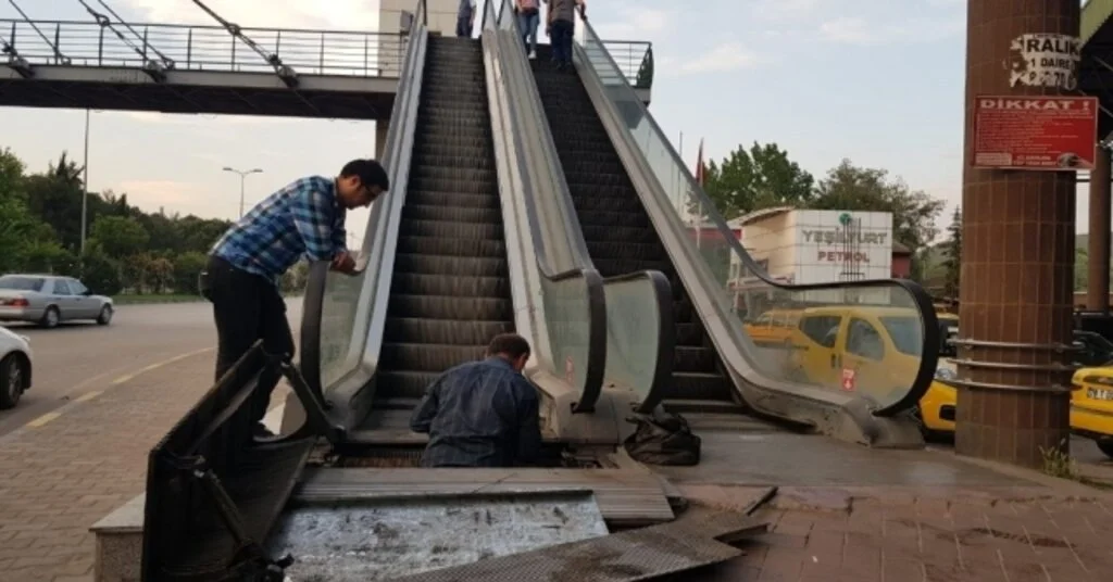 Öğretim Görevlisinin Ayağı Yürüyene Merdivene Sıkıştı