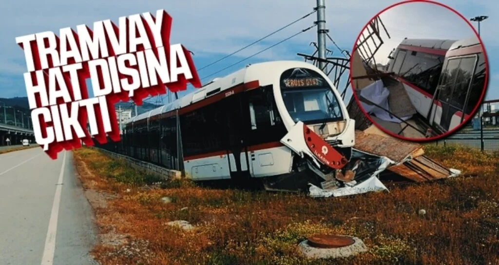 Servis dışı tramvay hat dışına çıktı
