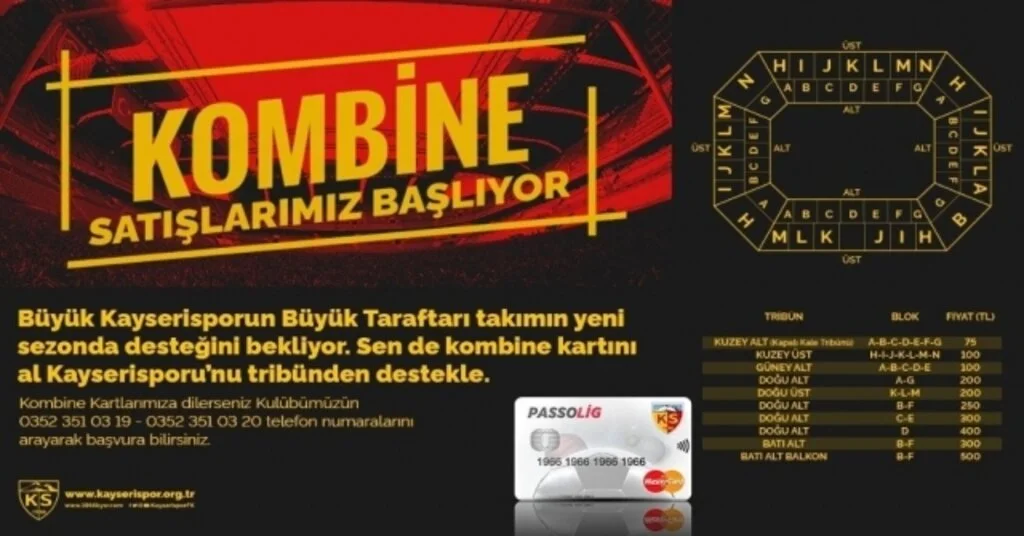 Kayserispor Kombine Bilet Fiyatları Açıklandı