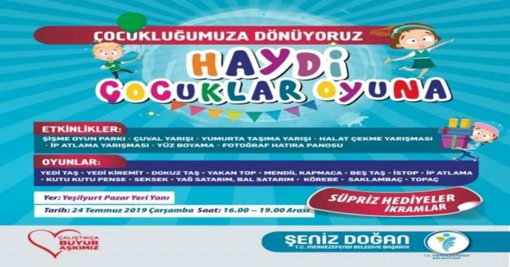 Merkezefendide ‘Haydi Çocuklar Oyuna Etkinliği Başlıyor