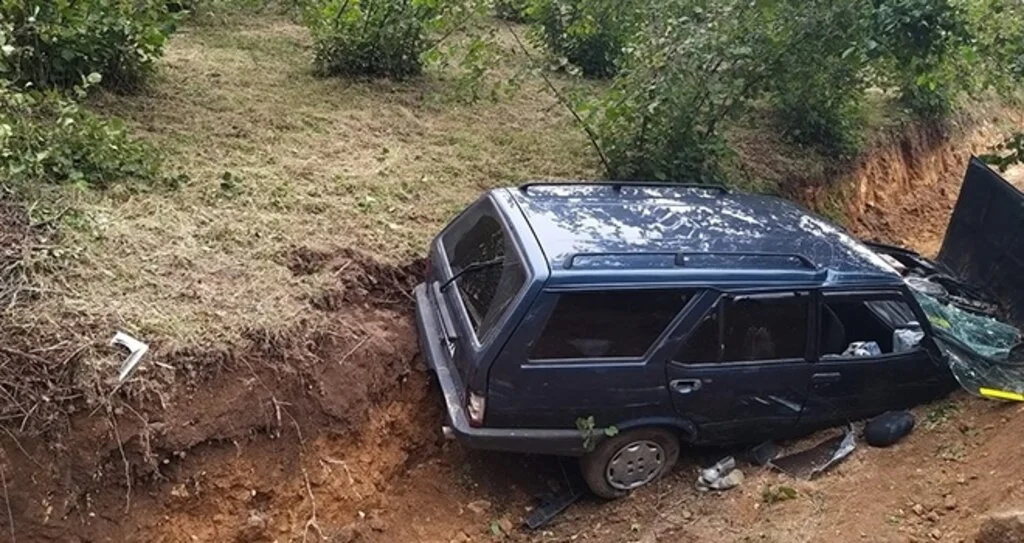 Otomobil fındık bahçesine uçtu: 8 yaralı 