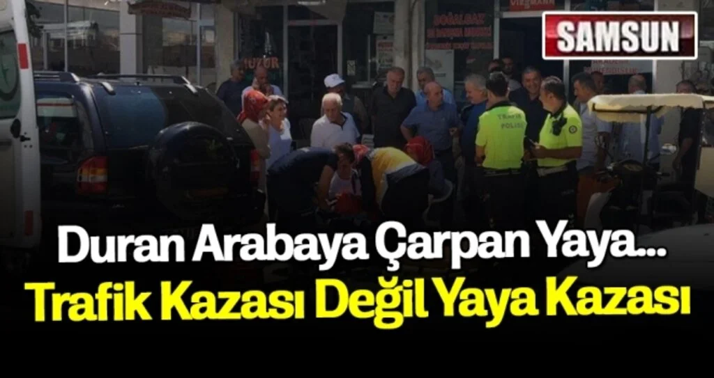 Samsun'da Park Halindeki Arabaya Çarpan Yaya Yaralandı!