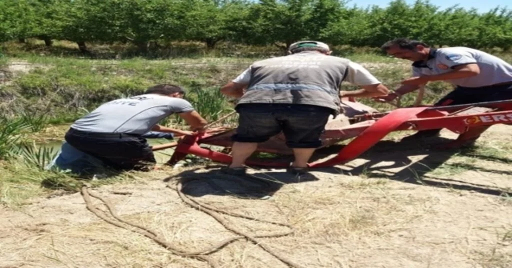 Su Kanalına Düşen İnek İtfaiye Ekiplerince Kurtarıldı