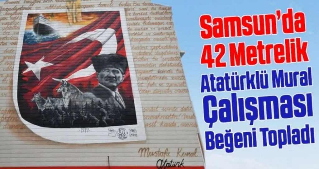 42 metrelik Atatürk portresi beğeni topladı