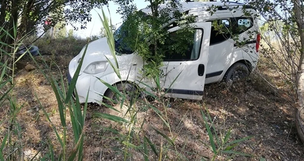 Hafif ticari araç yoldan çıktı : 1 yaralı 
