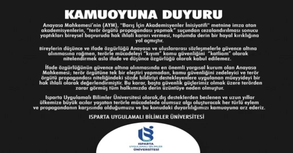 Isubüden Aymye Barış İçin Akademisyenler İnisiyatifi Tepkisi