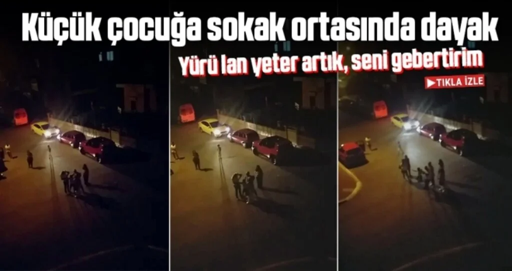 Küçük çocuğa babadan sokak ortasında dayak