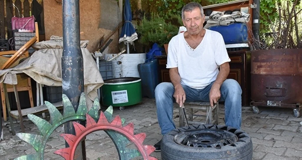 Lastik ve jantları  eşyaya dönüştürüyor 