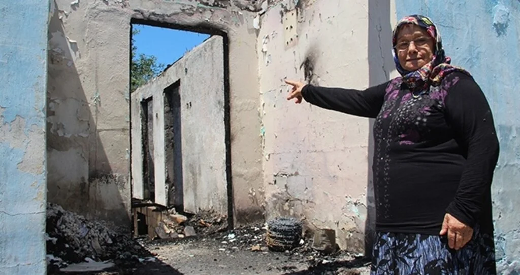 Samsun'da Evi yanan yaşlı kadına yardım eli