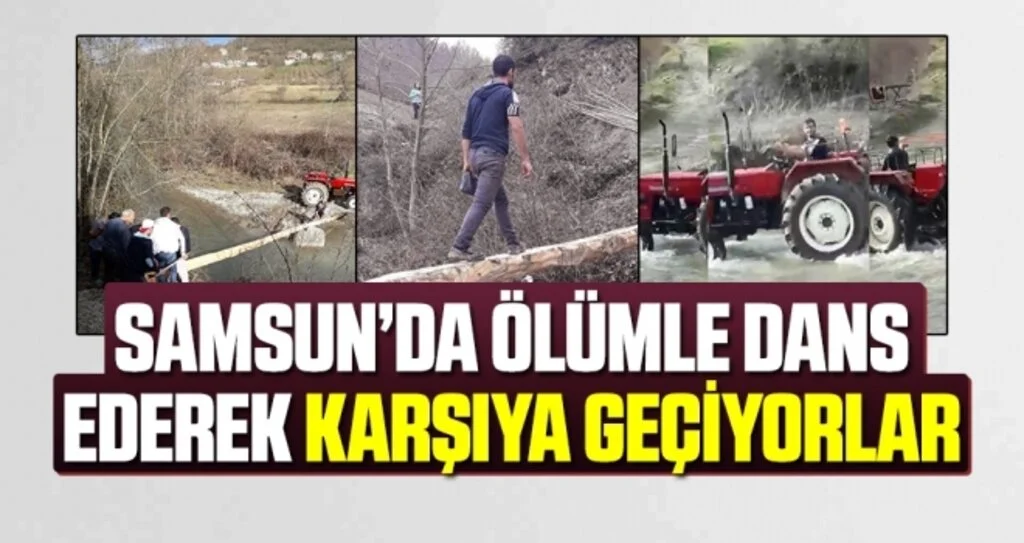 Samsun'da Ölümle Dans Ederek Karşıya Geçiyorlar