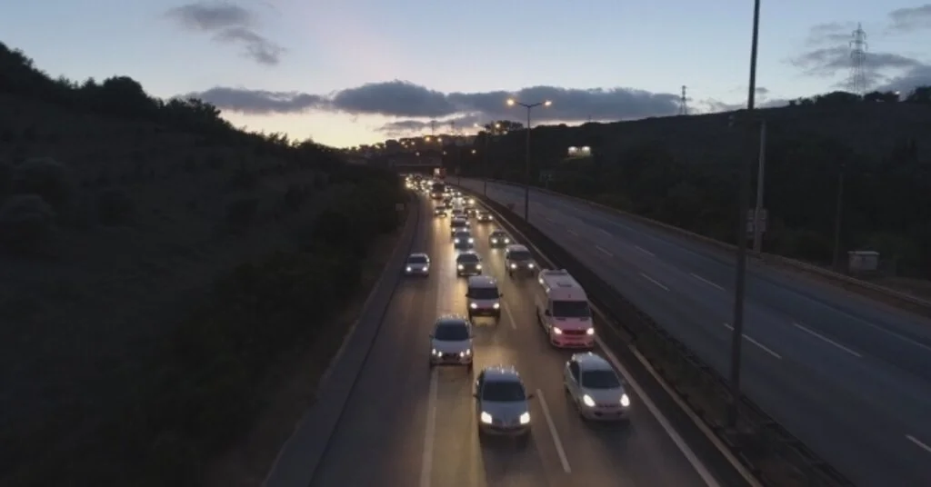 Tem Otoyolundaki Bayram Trafiği Havadan Görüntülendi