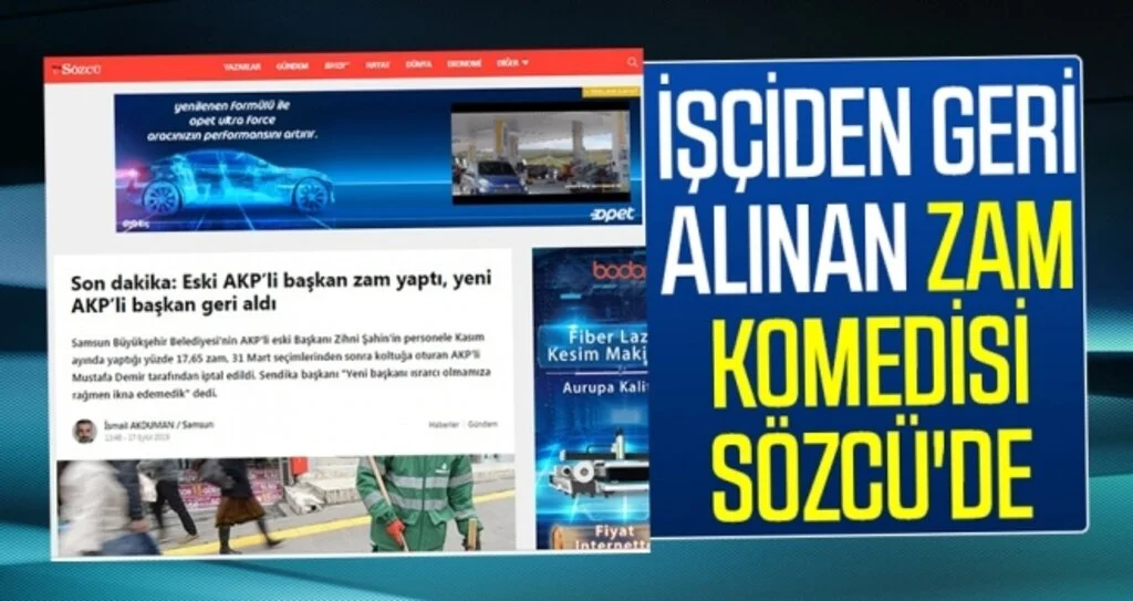 İşçiden geri alınan zam komedisi  SÖZCÜ'DE