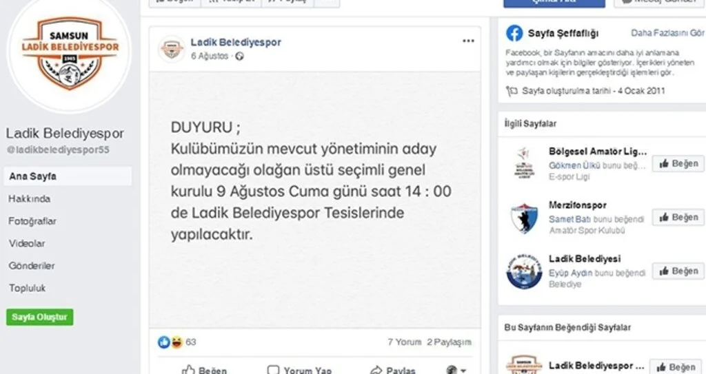 Ladik Belediyespor sessiz sedasız