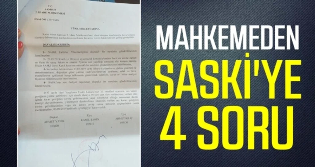 Mahkemeden SASKİ'ye 4 Soru