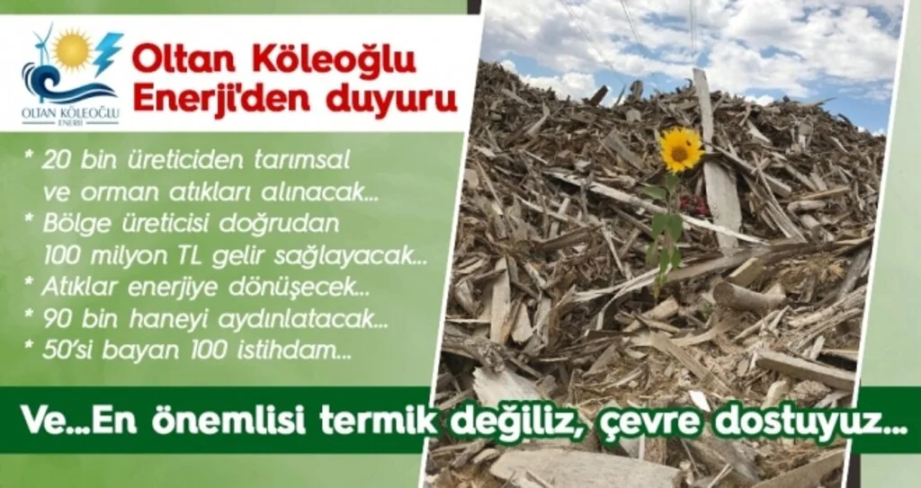 Oltan Köleoğlu Enerji'den Çarşamba Biyokütle Enerji Santrali Hakkında Kamuoyuna Duyuru