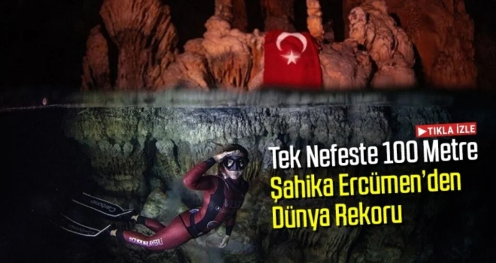 Şahika Ercümen Mağarada daldı, tek nefeste 100 metre gitti, dünya rekoru kırdı