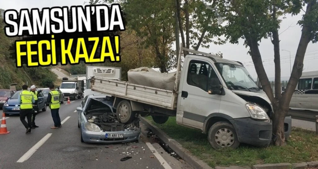 Samsun'da otomobil kamyonetin altına girdi: 2 yaralı