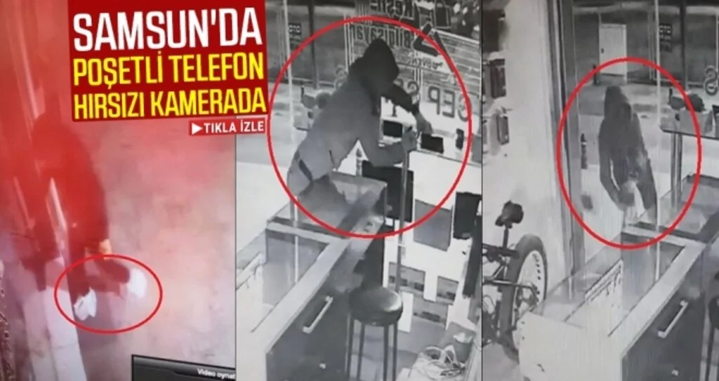 Samsun'da Poşetli telefon hırsızı kamerada