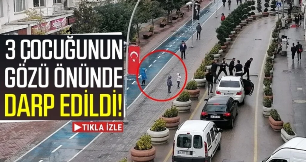 Yol verme kavgasında baba, 3 çocuğunun gözü önünde darp edildi