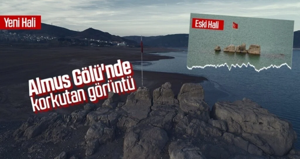 Almus Gölü'nde korkutan görüntü