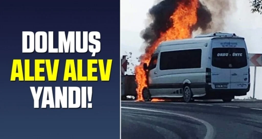 Dolmuş Minibüs Alevlere Teslim Oldu