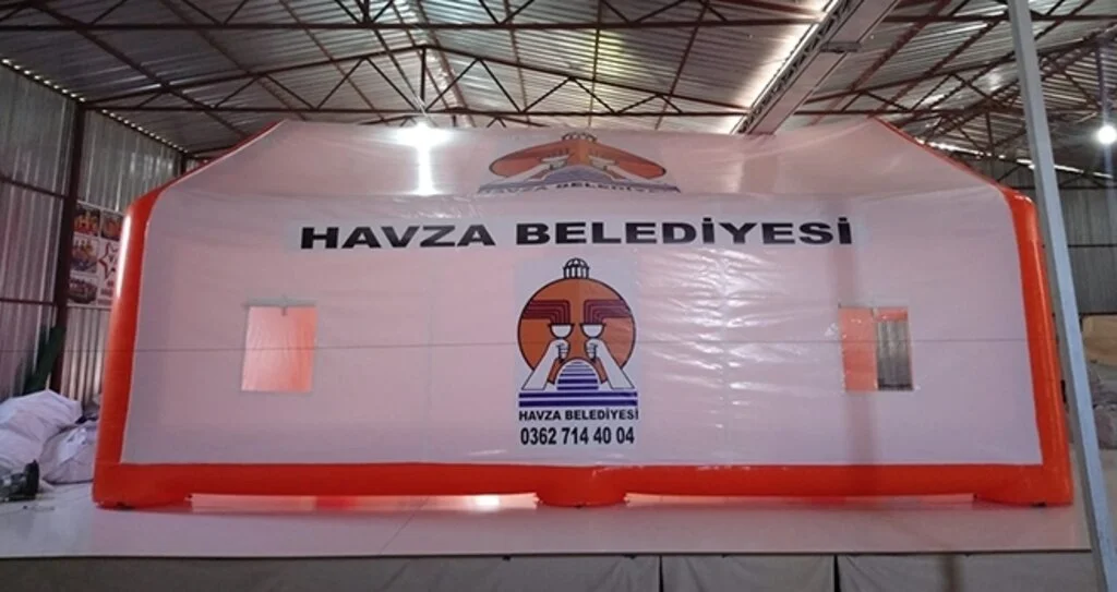 Havza'da şişme  taziye çadırı hizmette 