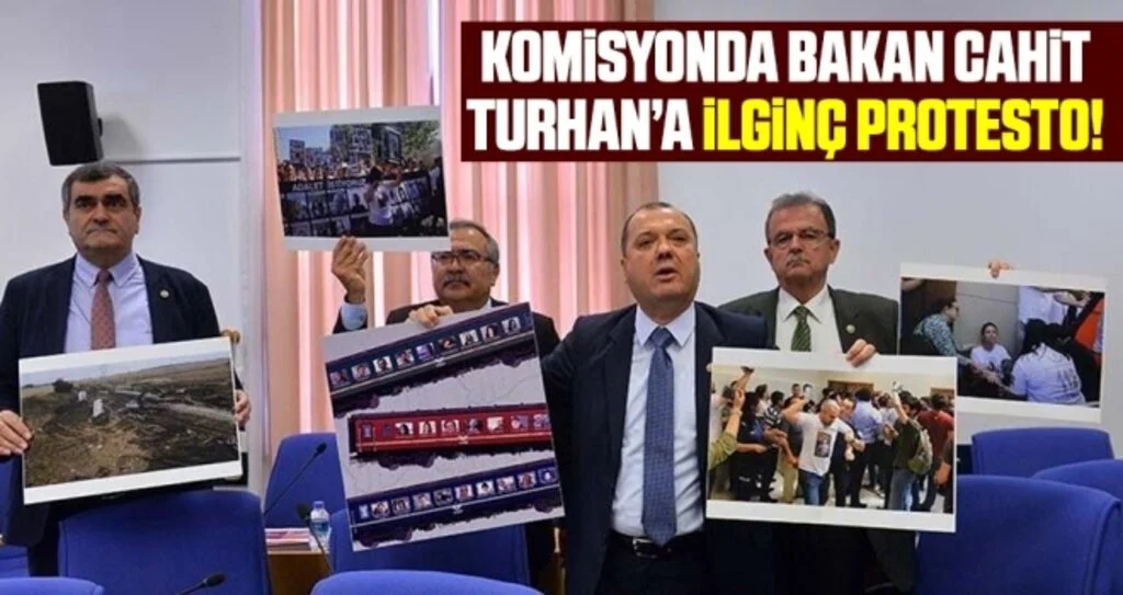 Komisyonda Bakan Cahit Turhan’a ilginç protesto