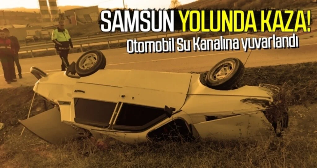Otomobil su kanalına yuvarlardı: 2 yaralı