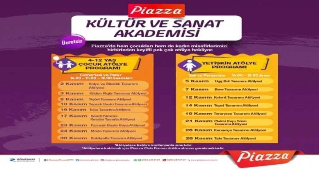 Piazza Kasım Ayı Atölye Programı Yine Dolu Dolu 